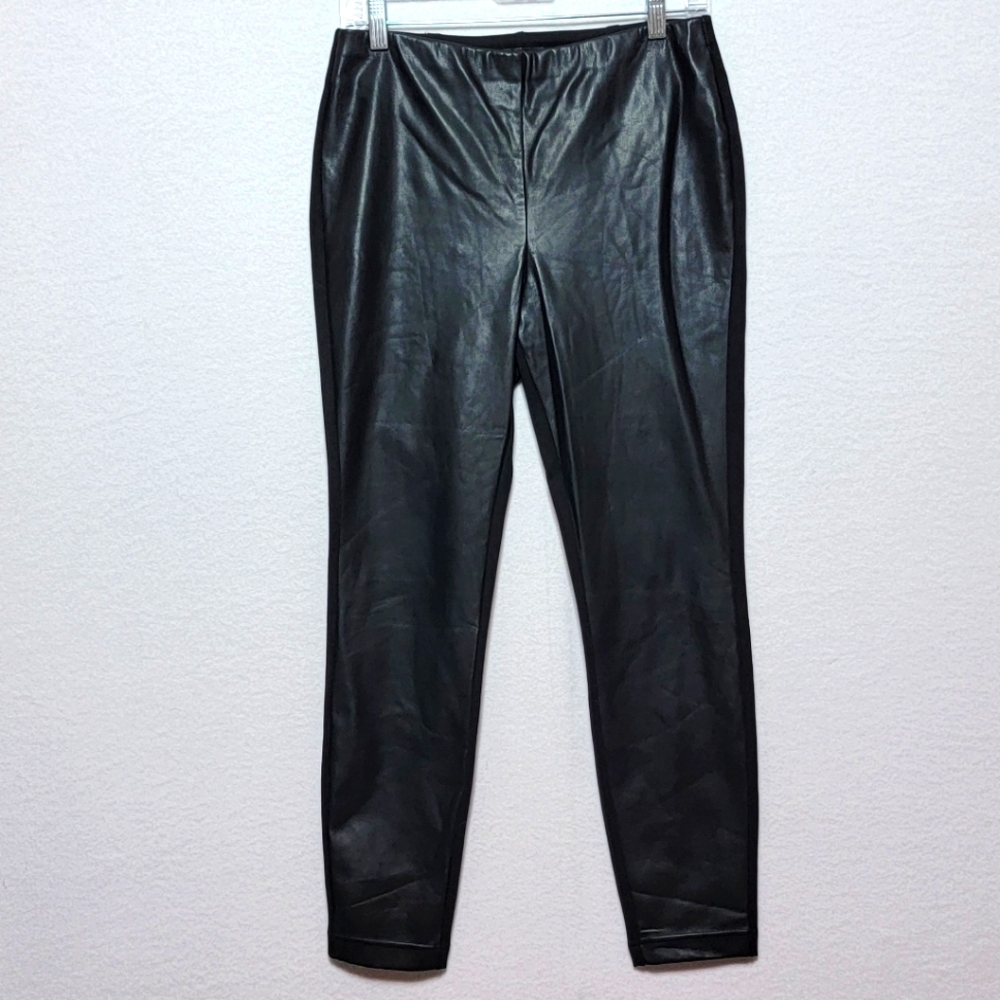 Donna Karan Sleek Black Faux Leather Pants SIZE S.‎ #714